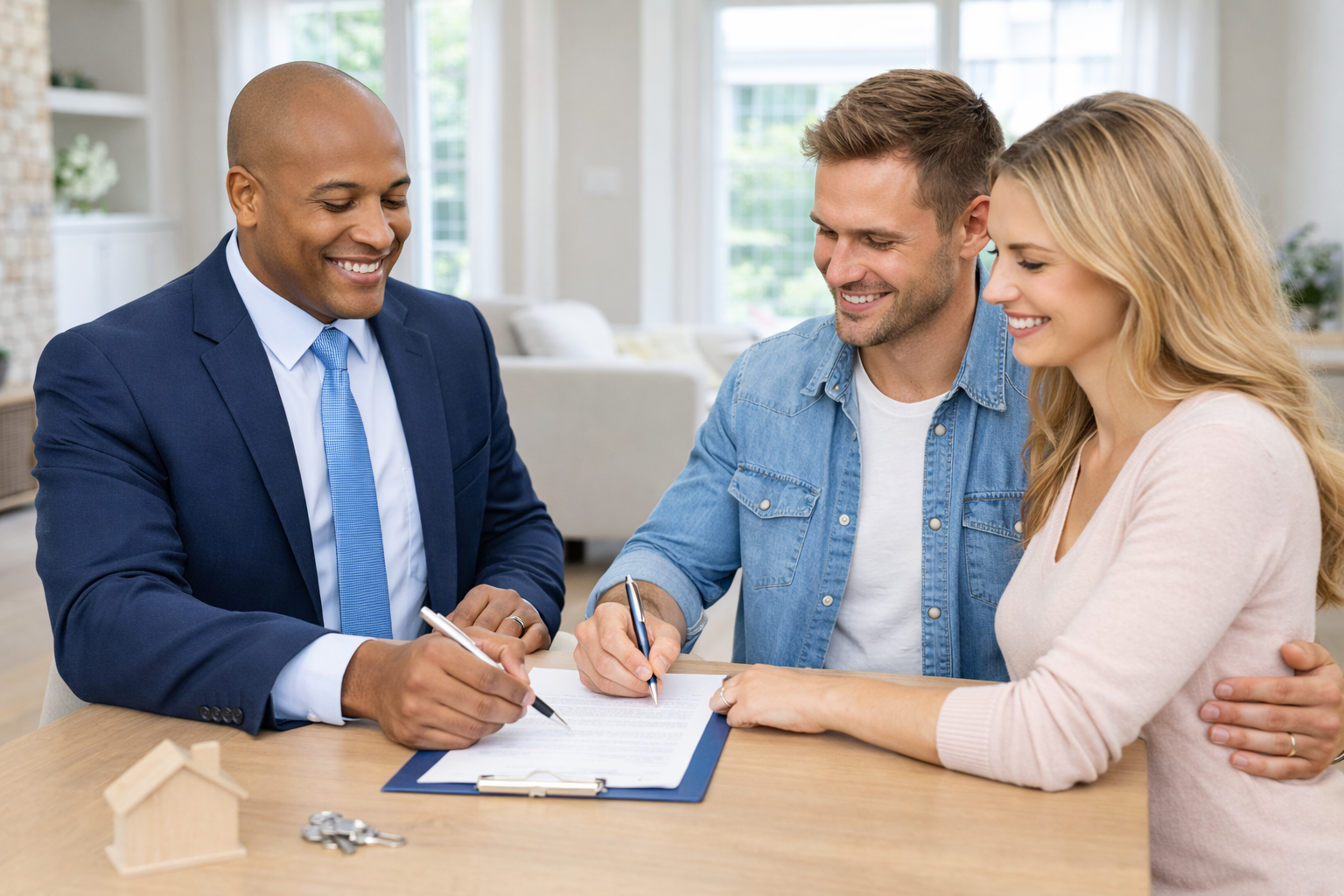 Agent presenting premium home