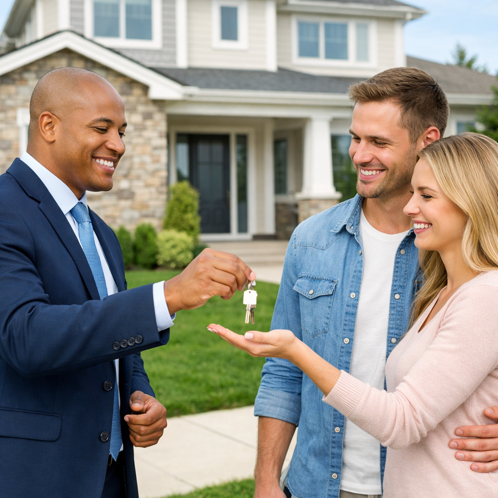 Real estate agent helping buyers find their next home